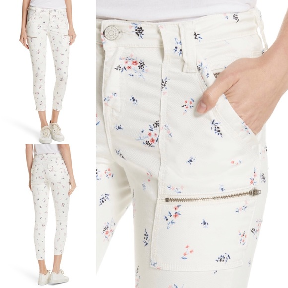 Joie Denim - Joie PARK FLORAL-PRINT SKINNY PANTS IN PORCELAIN